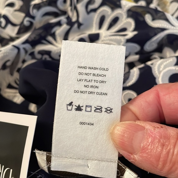 Draper’s & Damon’s 22W Sheer Open Front Topper Jacket Blue White Buroque Design - Picture 15 of 16